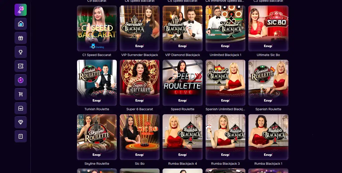 Интерфейс игрового зала Бабосс казино на компьютере